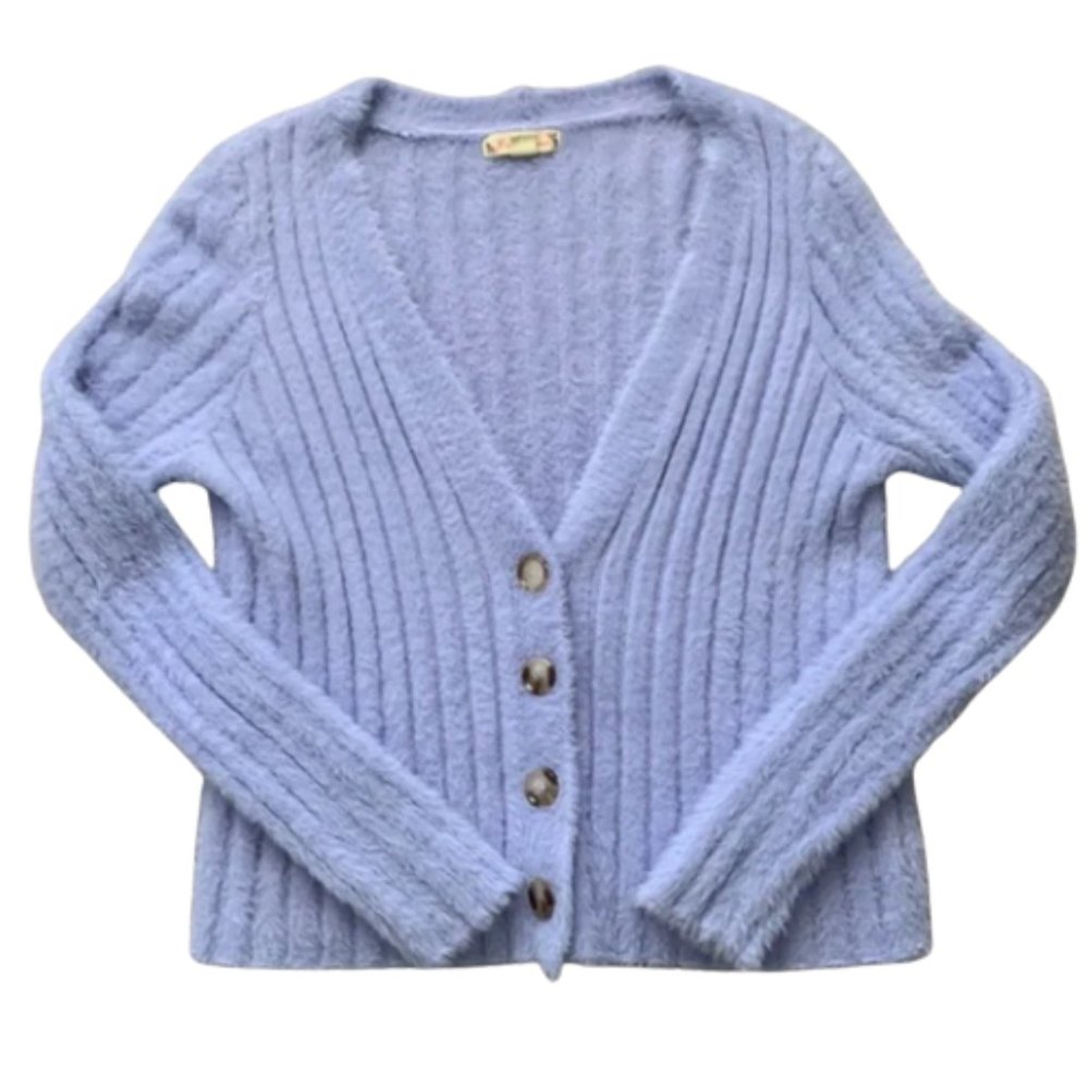 Womens lavender Stretch Sleeveless fuzzy Scoop Neck Tank Top Cardigan size M